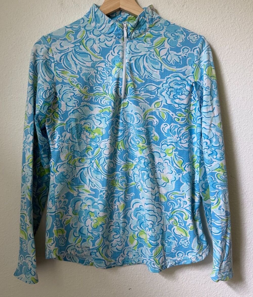 ICIKULS Women's M Blue Vented 1/4 Zip Long Sleeve Shirt Tennis Outdoors Sun